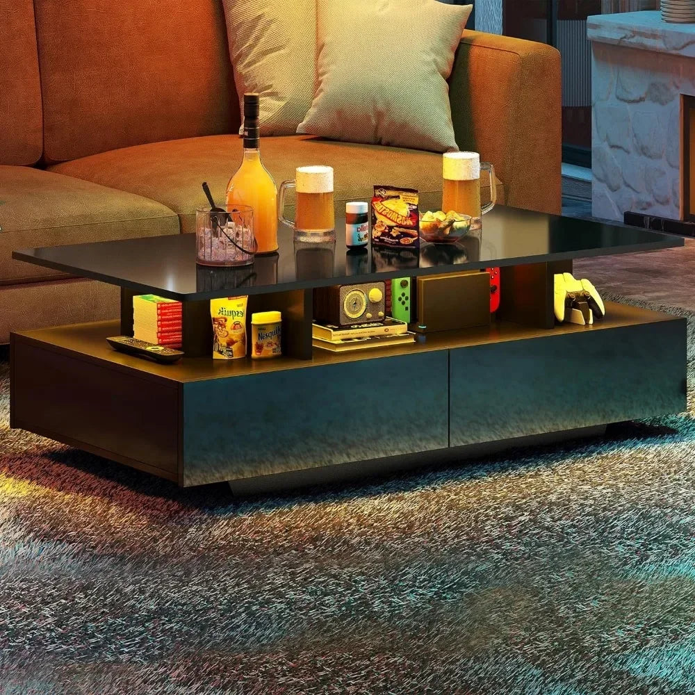 LumiGloss™ | Sleek LED Coffee Table