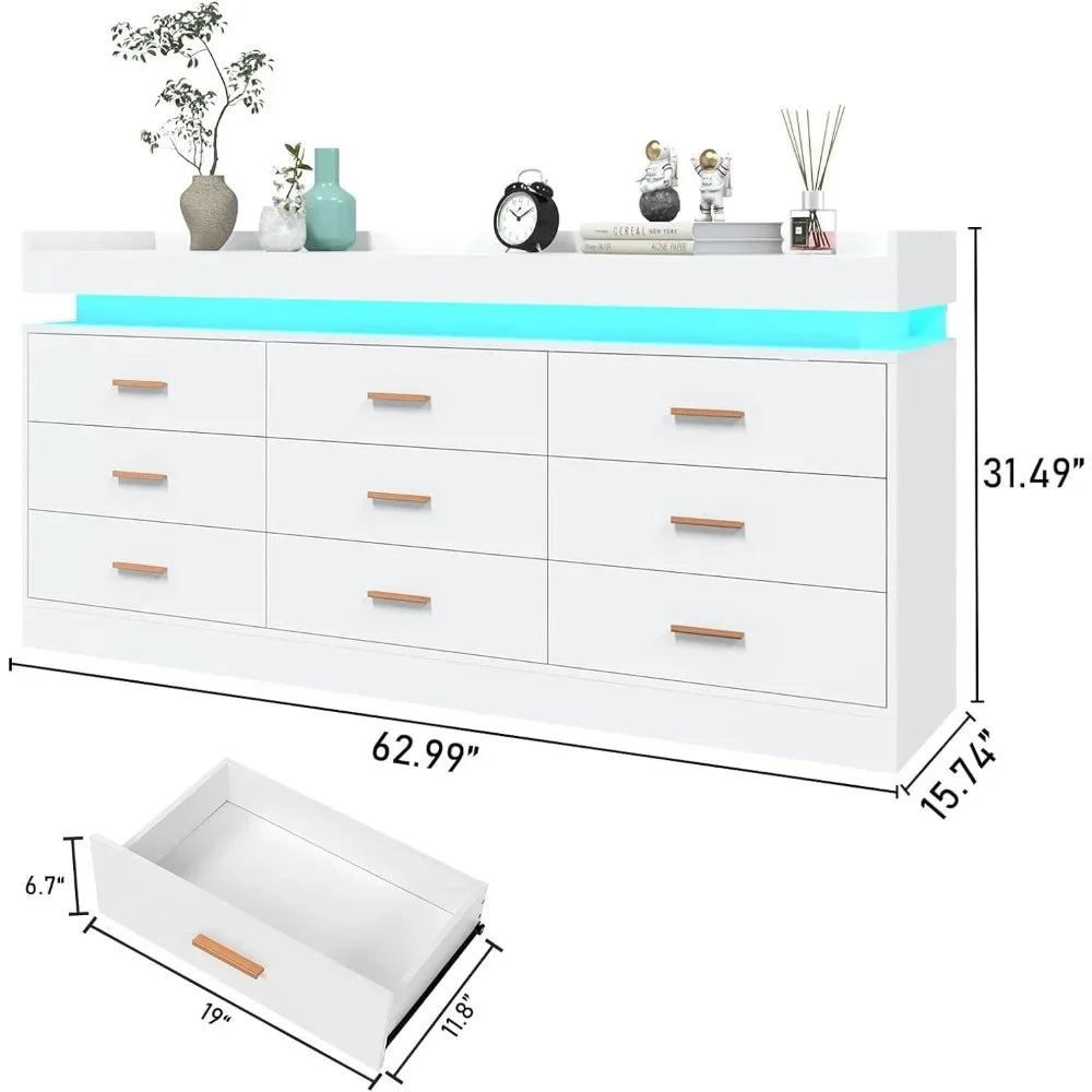LumiDresser™ | Modern 9-Drawer LED Chest