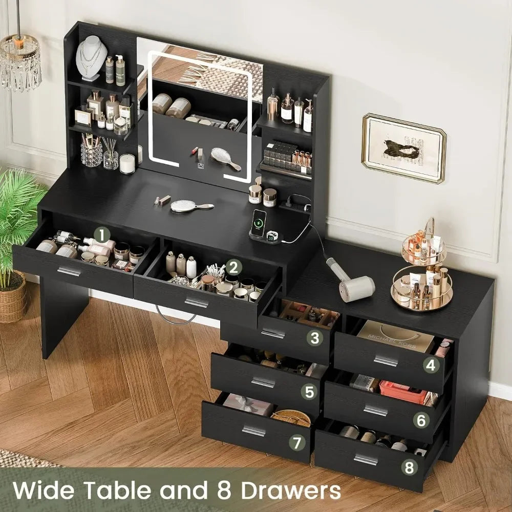GlowEase™ | Makeup Vanity Desk with LED Lighted Mirror