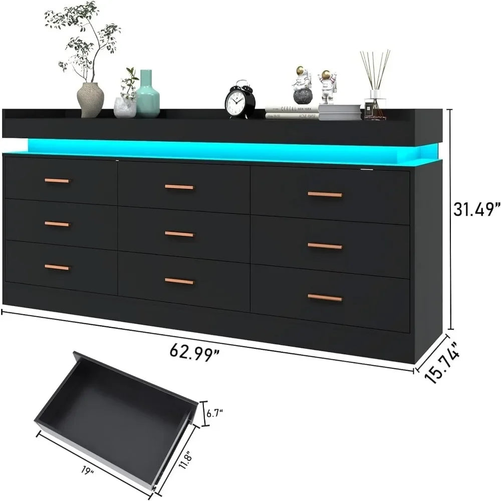 LumiDresser™ | Modern 9-Drawer LED Chest