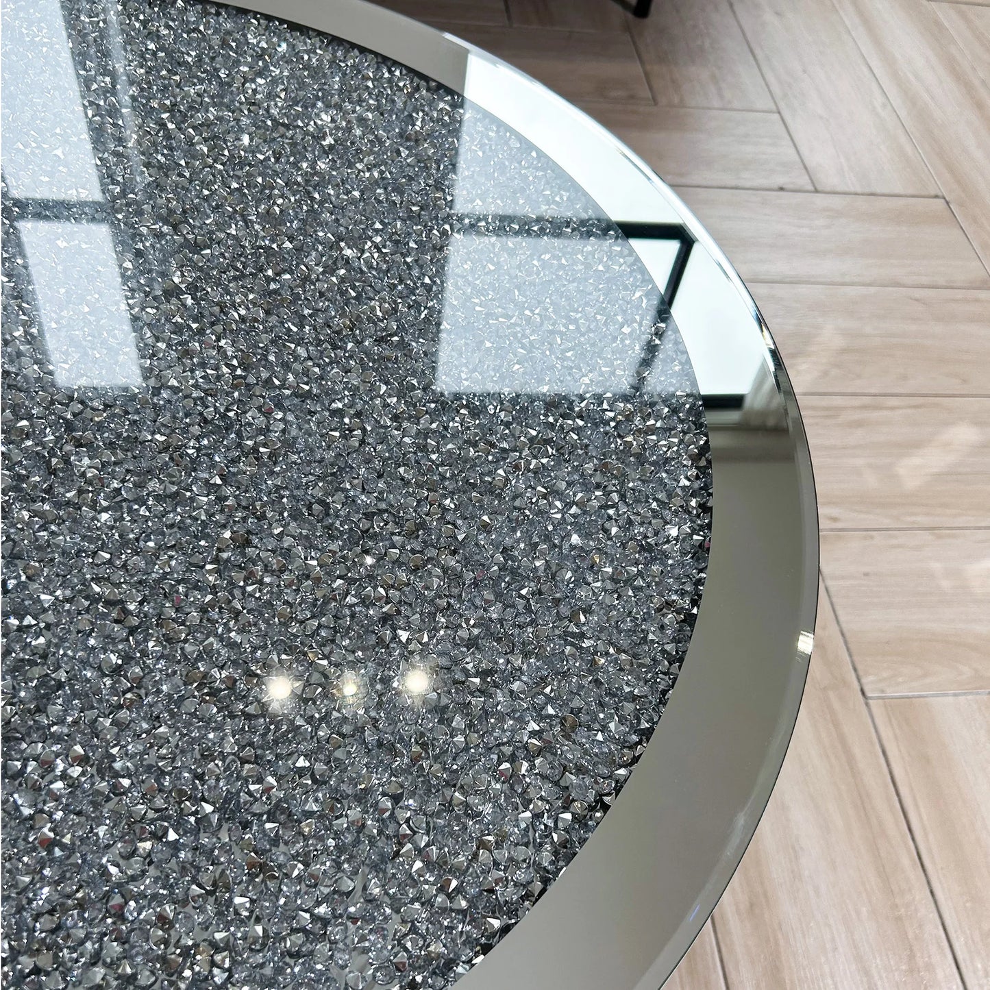 StellaGlide™ | Mirrored Coffee Table with Crystal Inlay