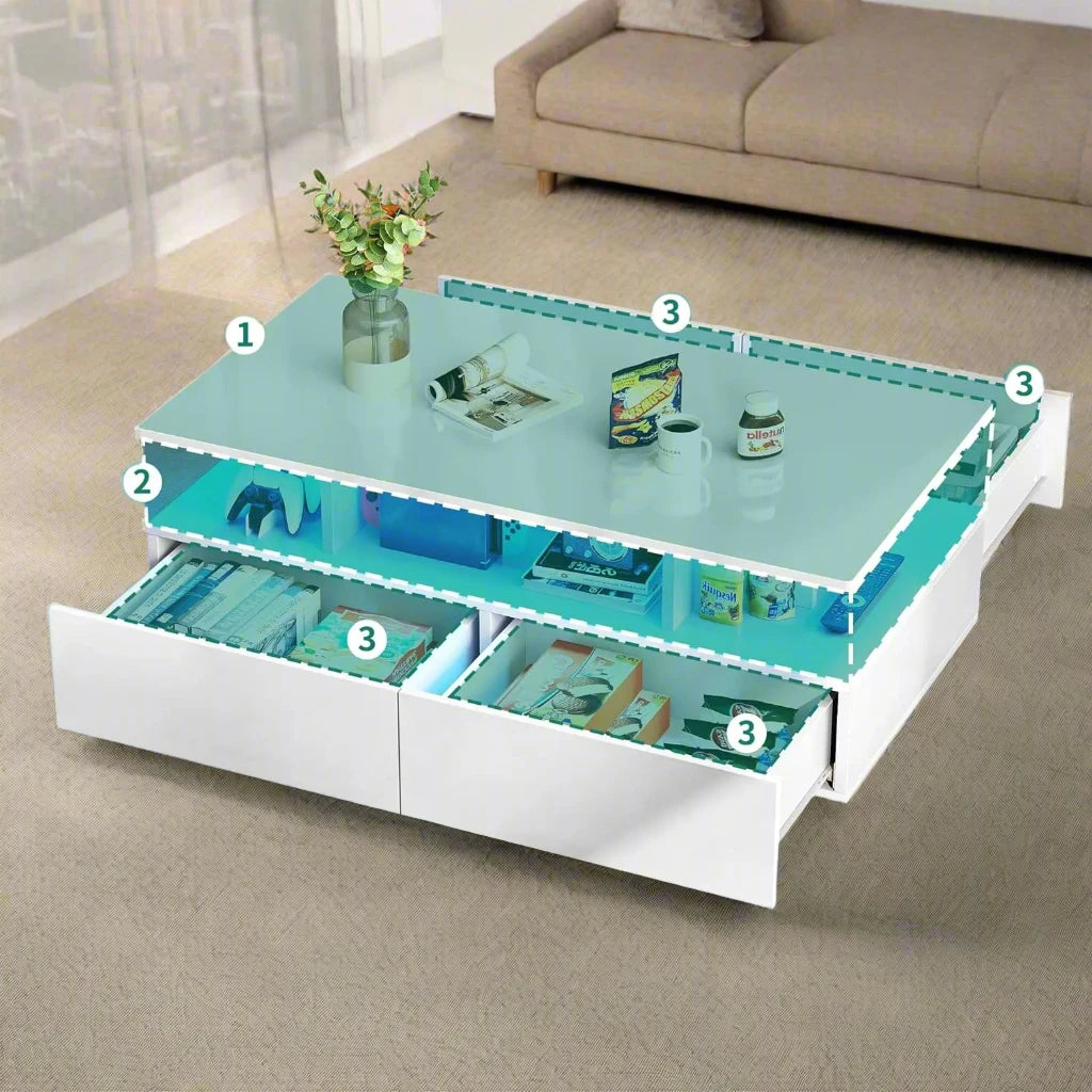 AuraLux™ | LED Coffee Table with Storage