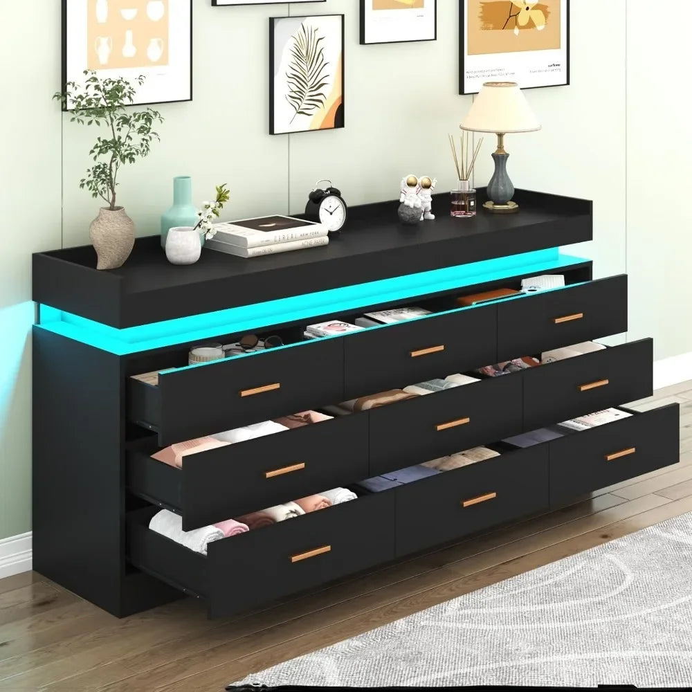 LumiDresser™ | Modern 9-Drawer LED Chest