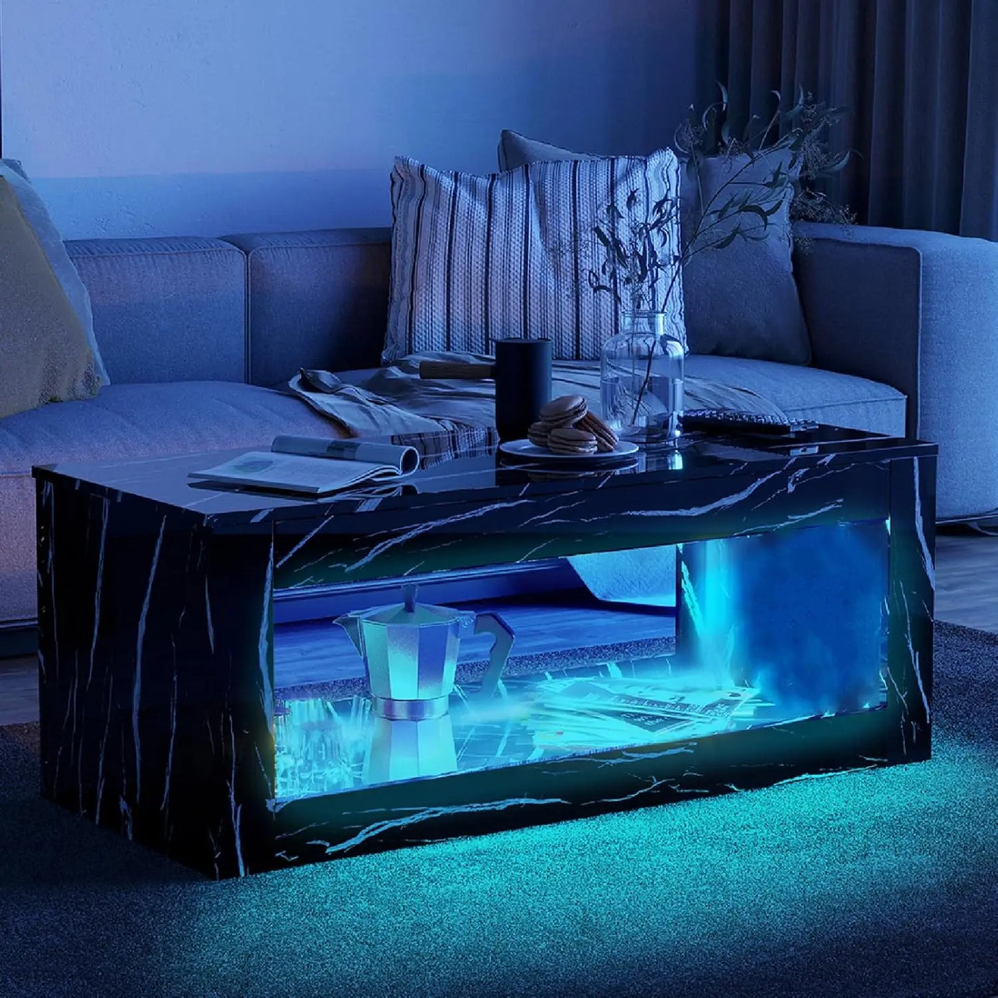 RadiantGlow™ | LED Coffee Table with Storage