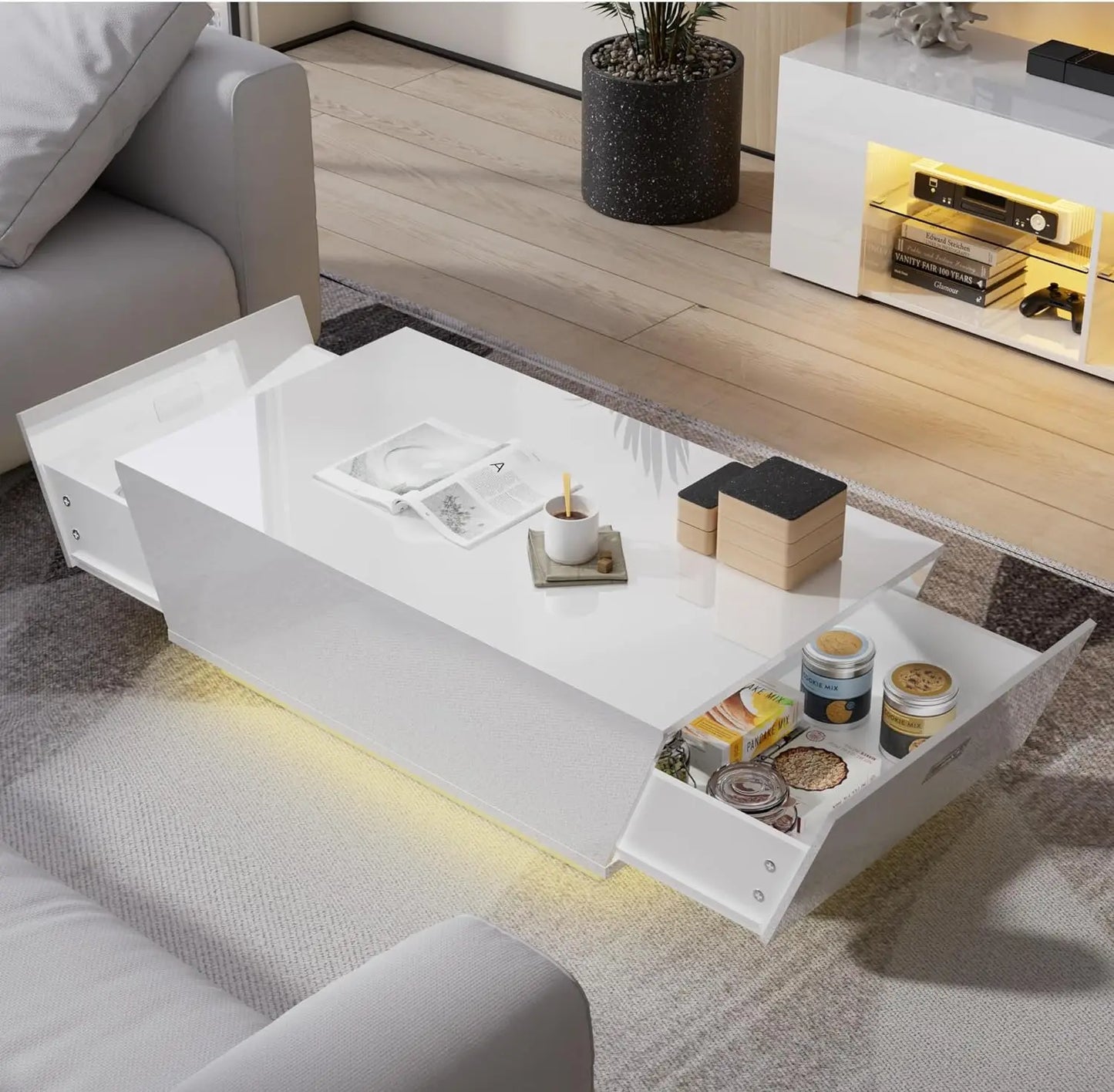 LuxeGlow™ | High Gloss LED Coffee Table