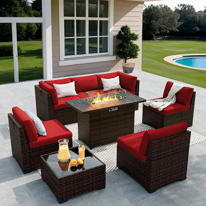 Fireside Haven™ 8-Piece Patio Furniture Set with Gas Fire Pit Table