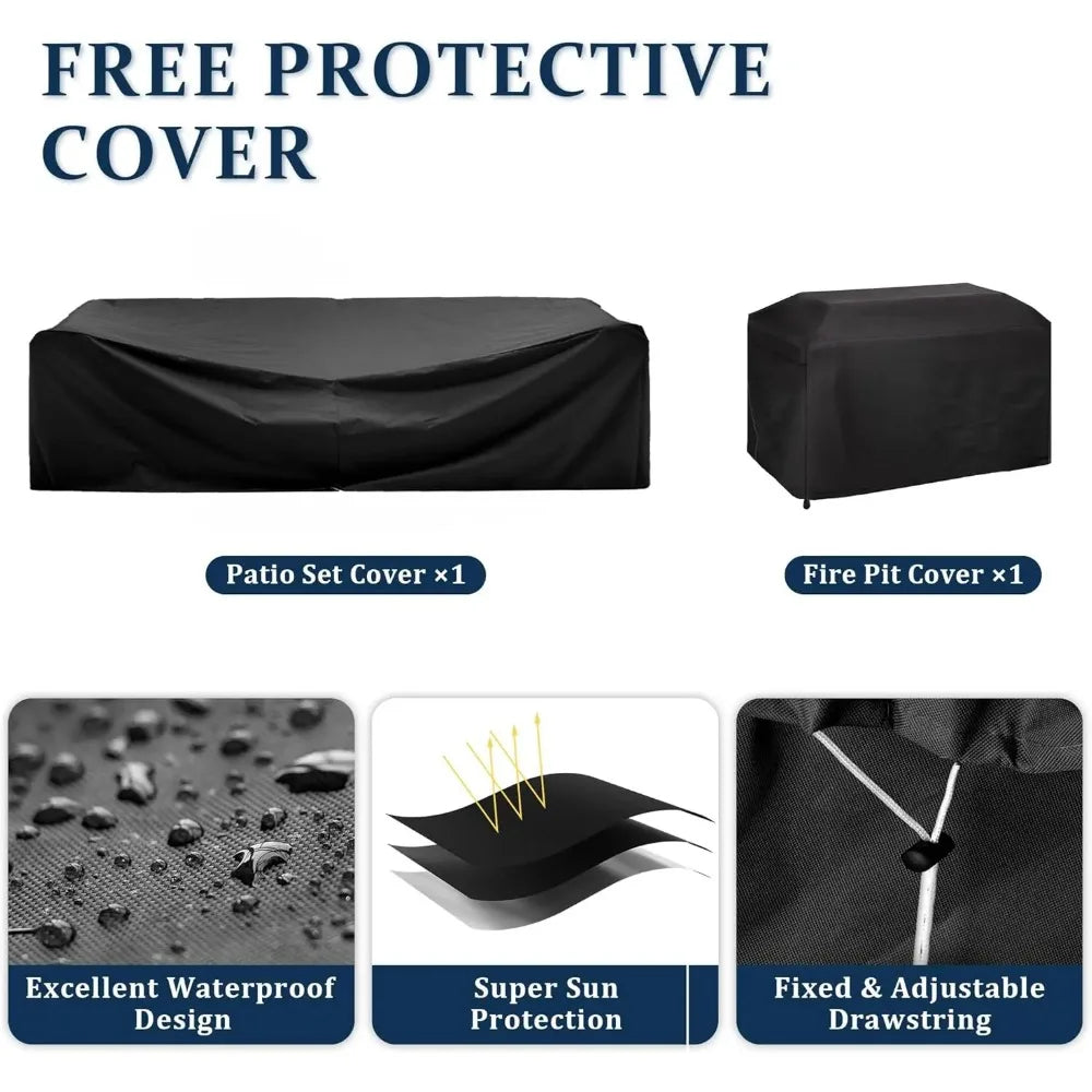 Fireside Haven™ 8-Piece Patio Furniture Set with Gas Fire Pit Table