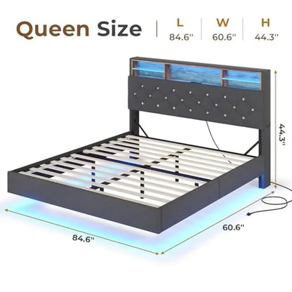 CloudHaven™ | LED Floating Queen Bed Frame