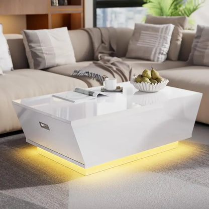 LuxeGlow™ | High Gloss LED Coffee Table